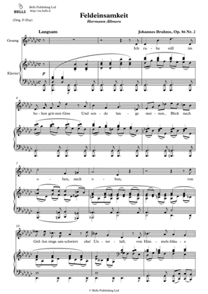 Feldeinsamkeit, Op. 86 No. 2 (G-flat Major)