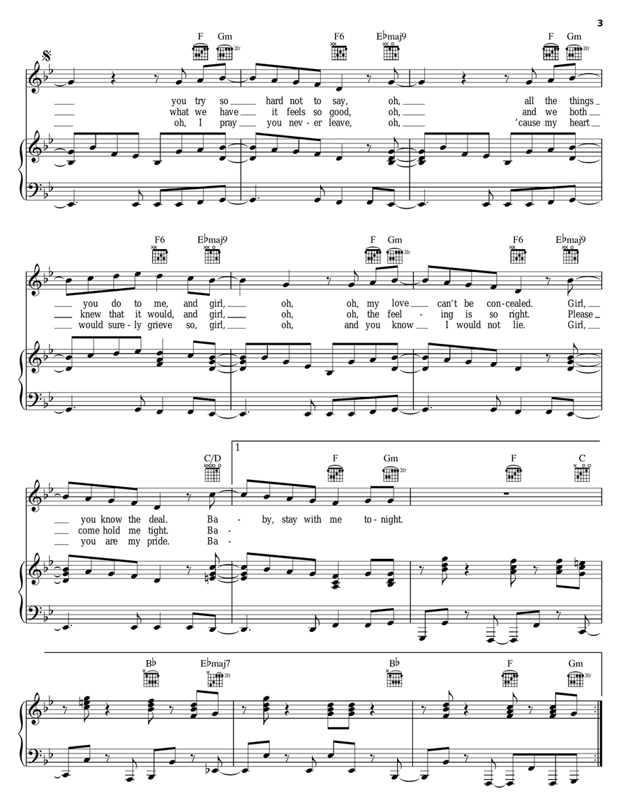 Stay With Me Tonight Stay With Me Tonight Piano, Vocal, Guitar scores gallery preview page 3