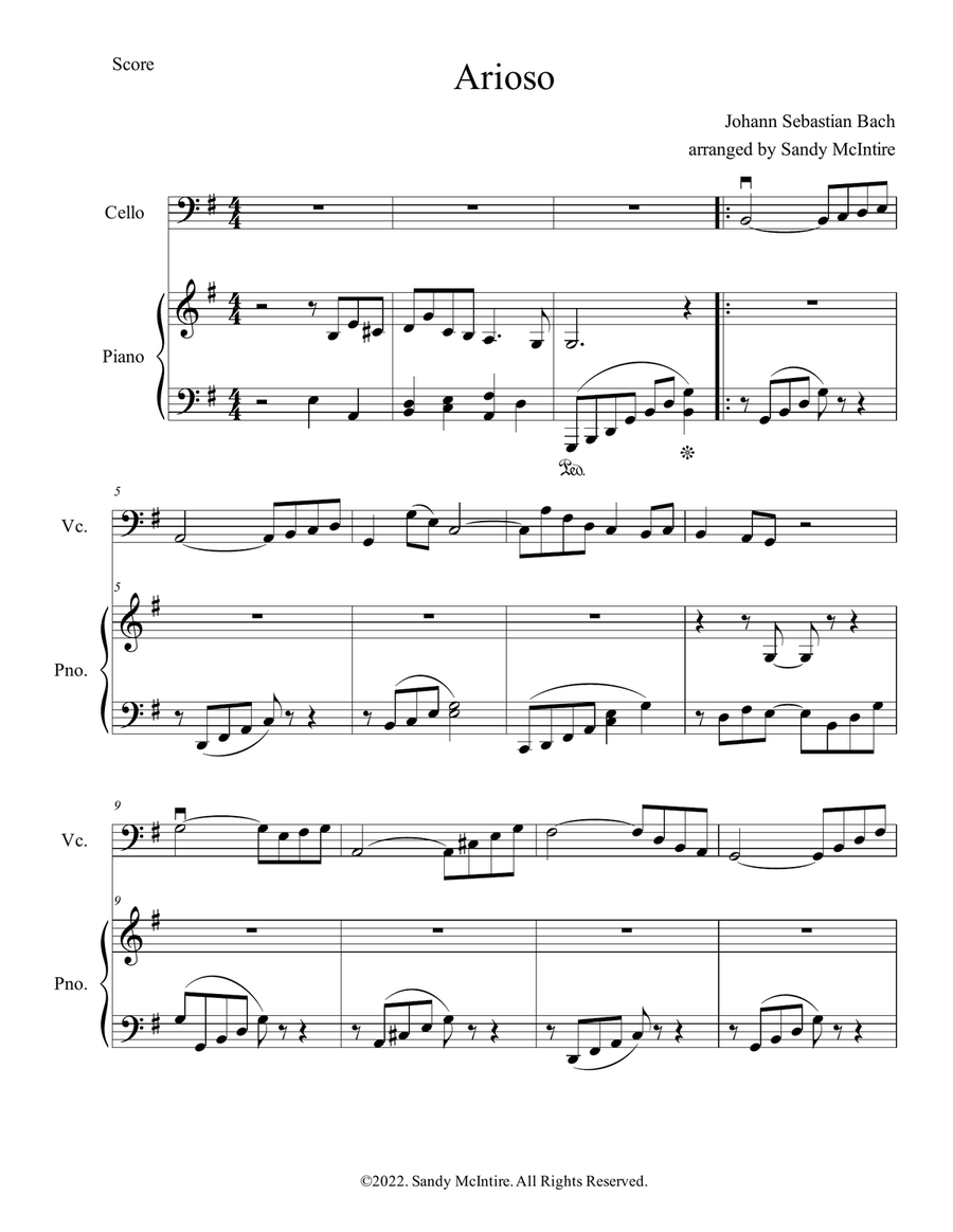 Arioso from Cantata BMV 165 Piano scores gallery preview page 1