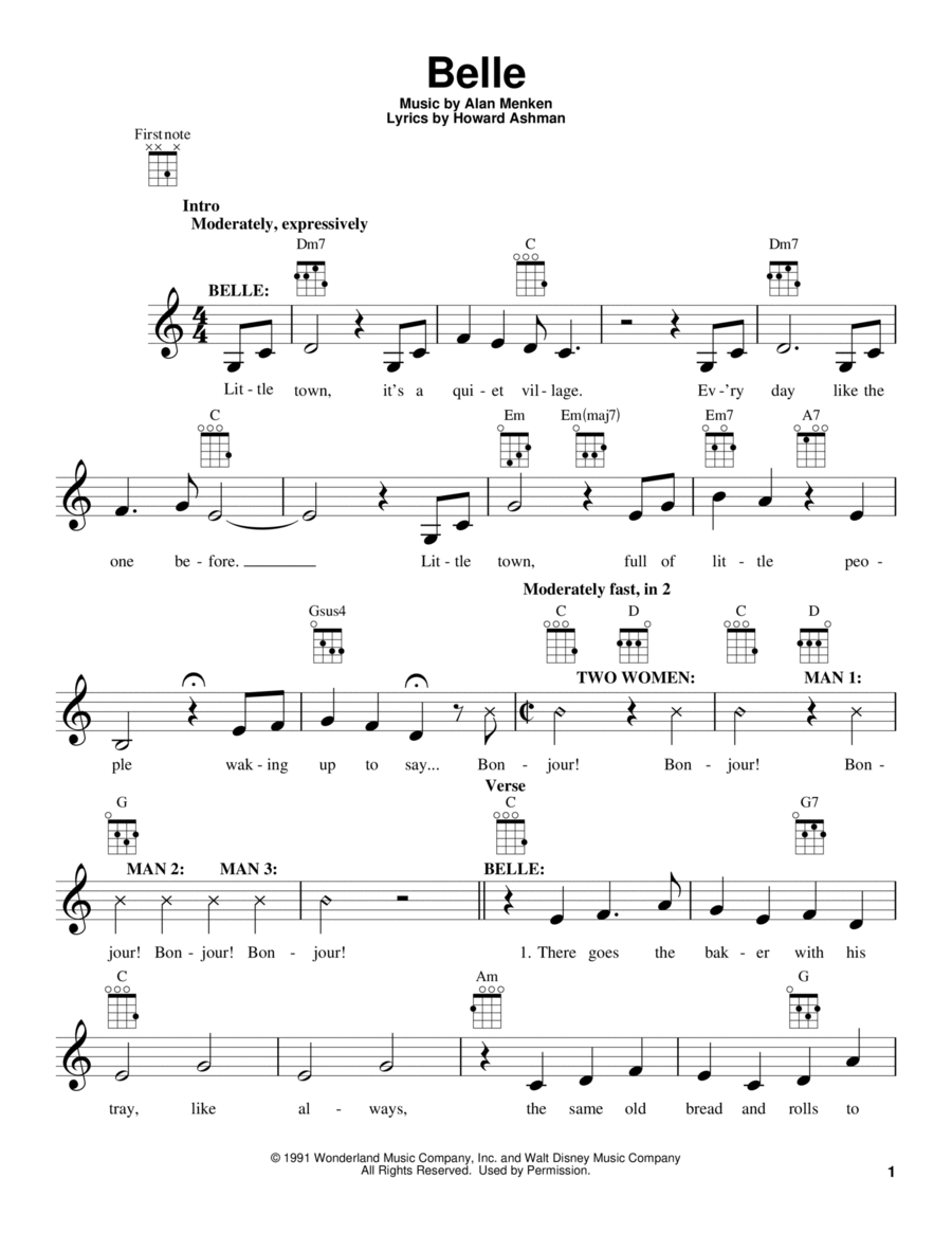 Belle (from Beauty And The Beast) Ukulele scores gallery preview page 1