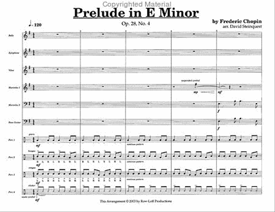 Chopin Prelude in E Minor Percussion Ensemble scores gallery preview page 2