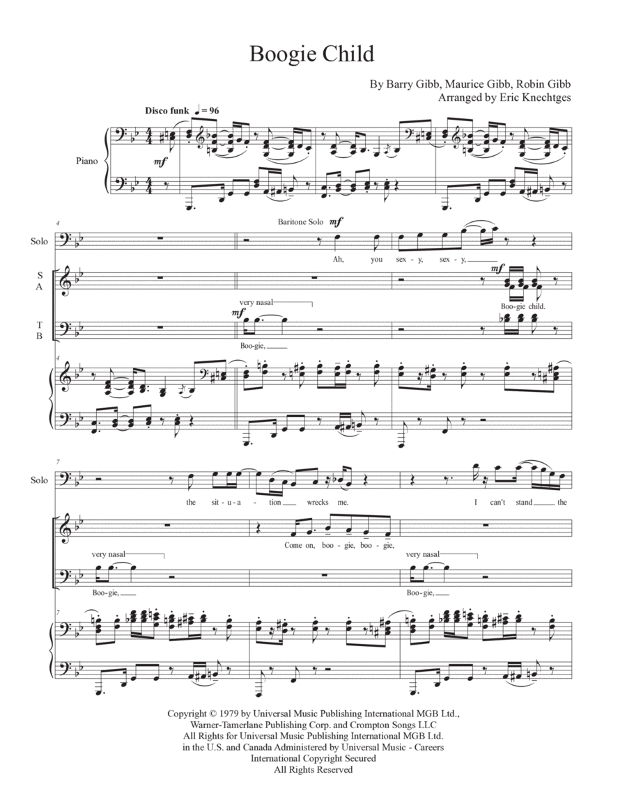 Boogie Child 4-Part scores gallery preview page 1