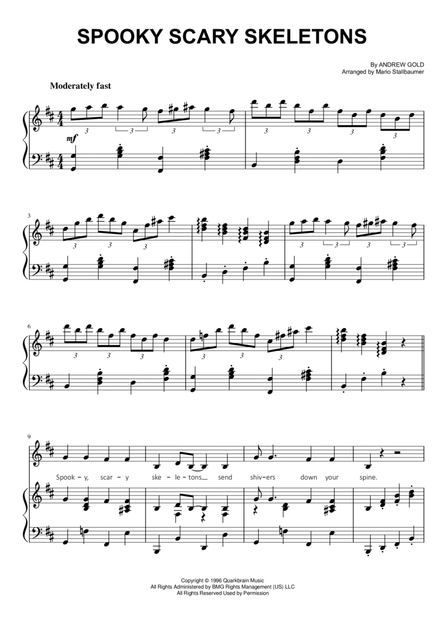 Spooky Scary Skeletons Voice scores gallery preview page 1