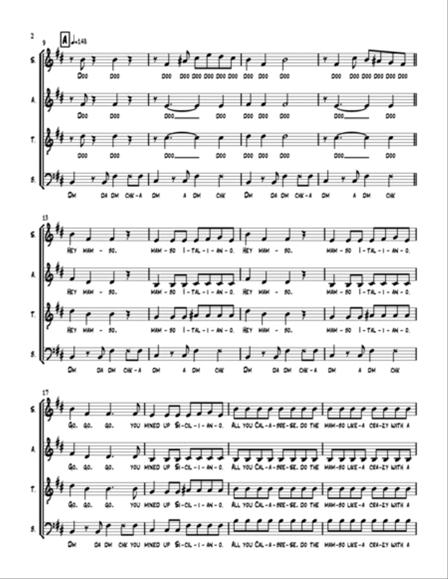Mambo Italiano 4-Part scores gallery preview page 2