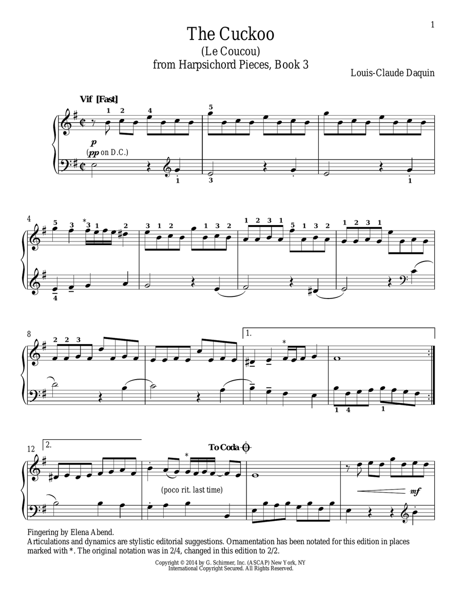 Le Coucou Piano Solo scores gallery preview page 1