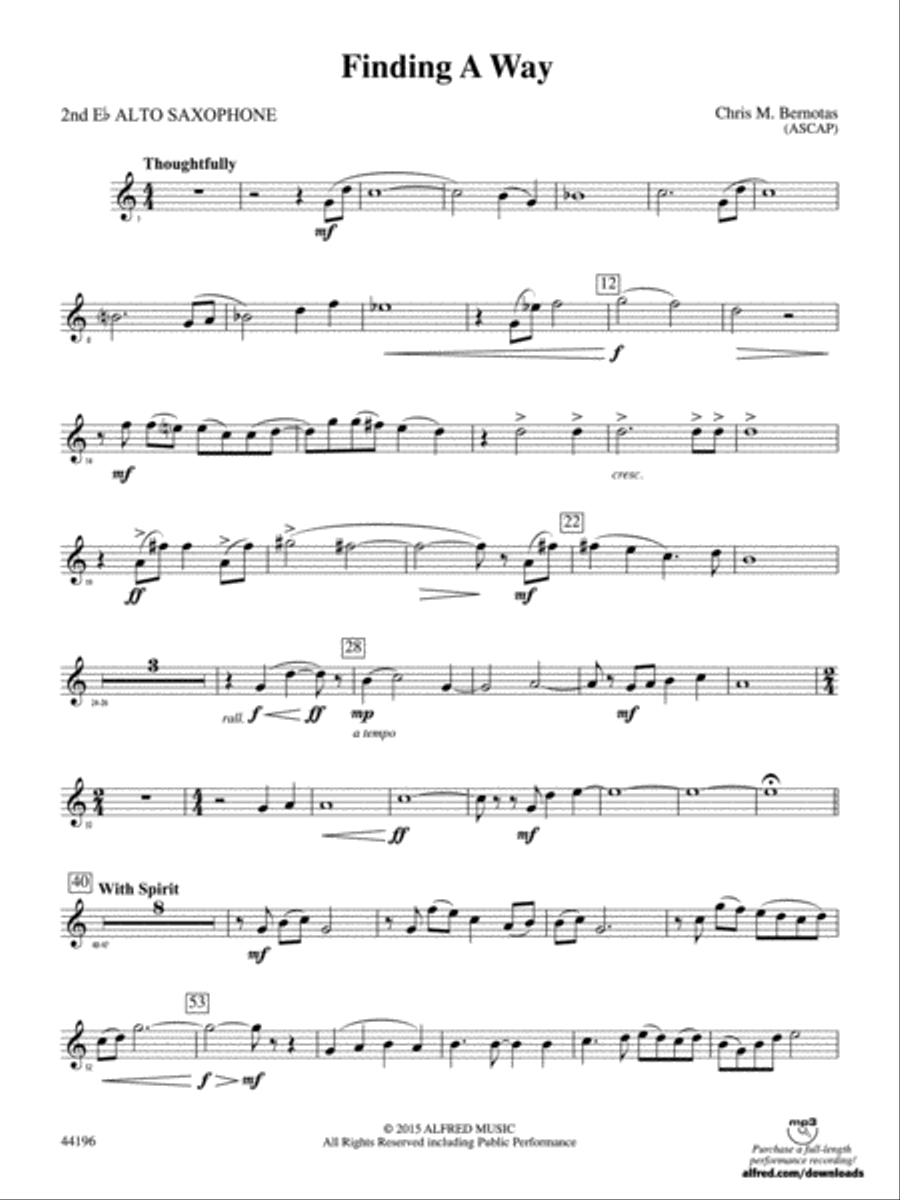 Finding a Way: 2nd E-flat Alto Saxophone Concert Band scores gallery preview page 1