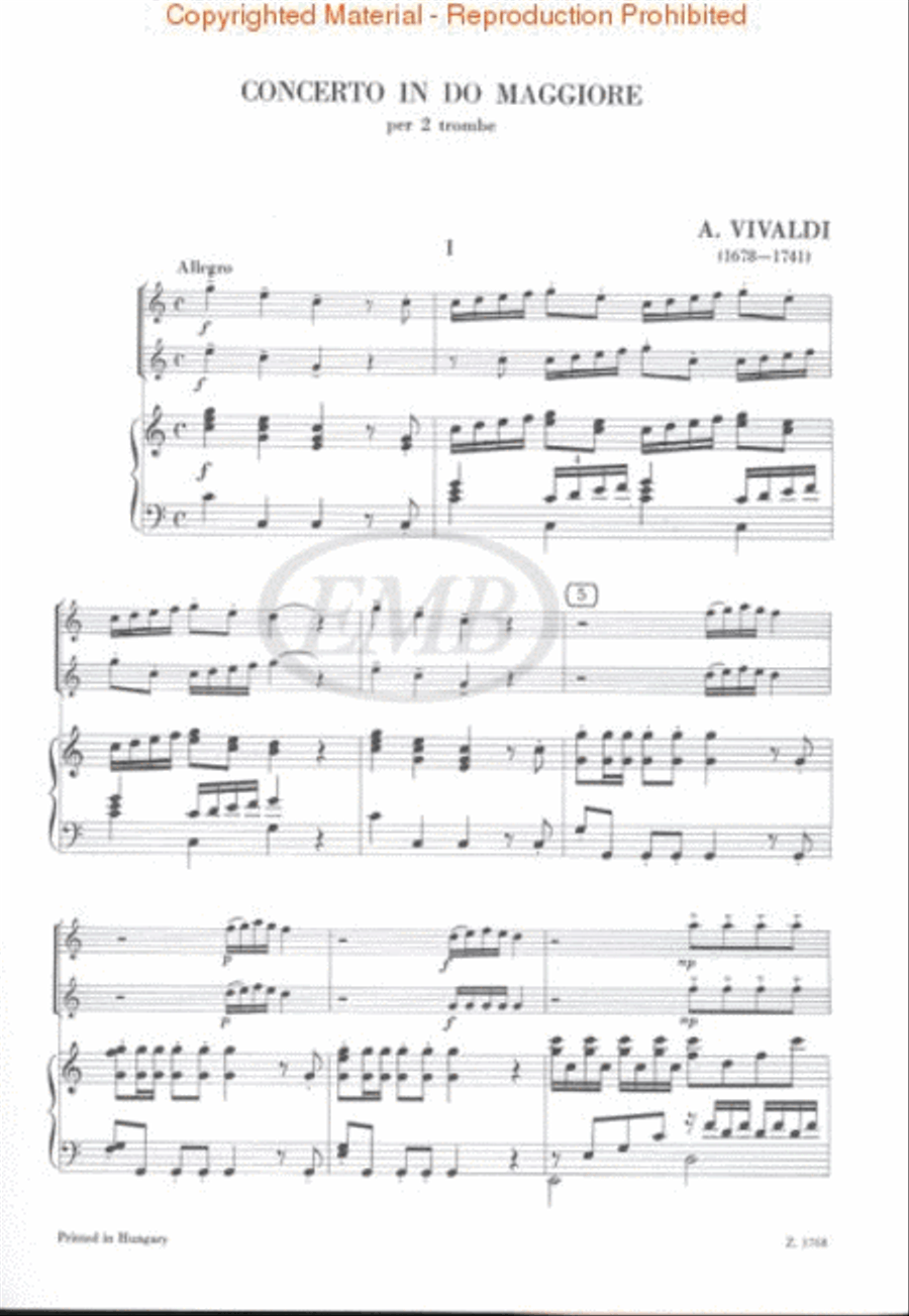 Concerto in C for 2 Trumpets, Strings & Harpsichord, RV 537 Trumpet Solo scores gallery preview page 3