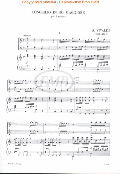 Concerto in C for 2 Trumpets, Strings & Harpsichord, RV 537