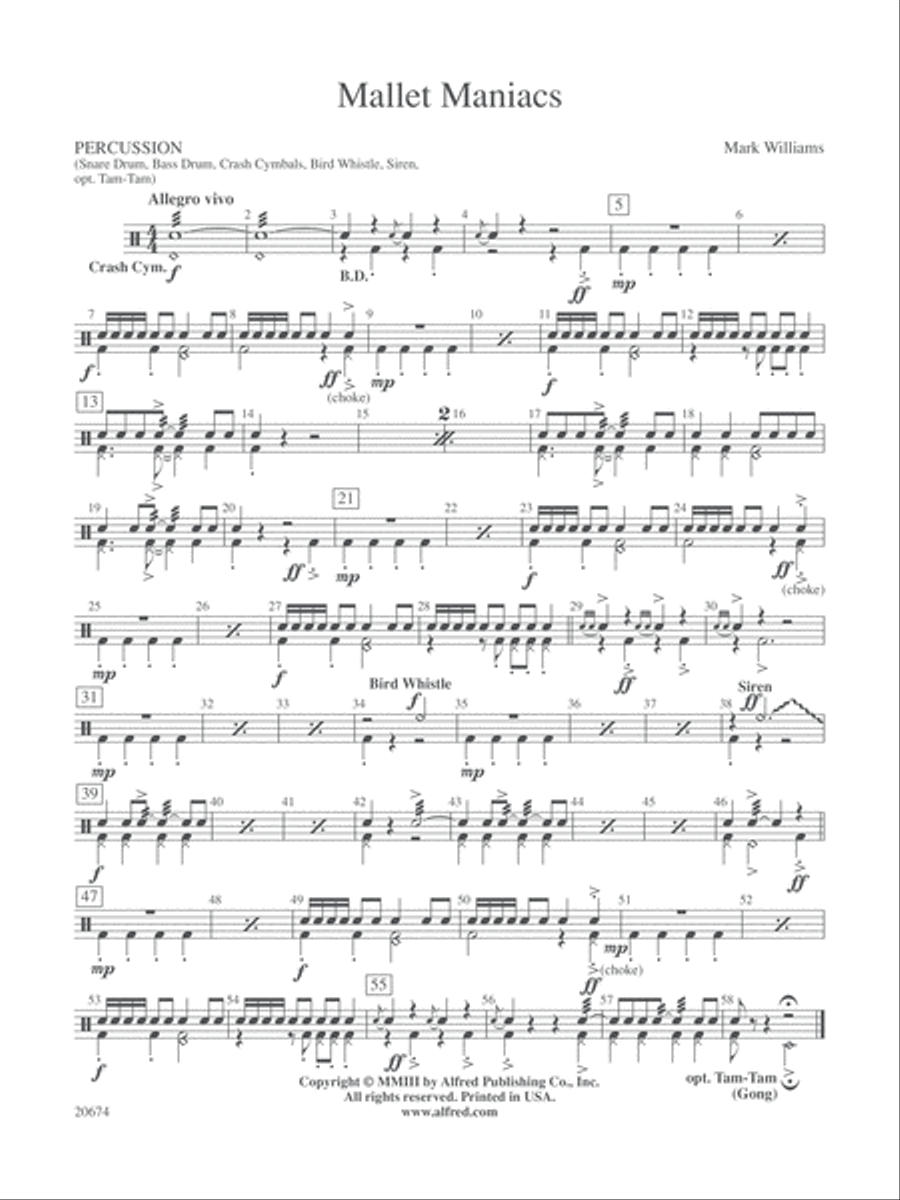 Mallet Maniacs: 1st Percussion Concert Band scores gallery preview page 1