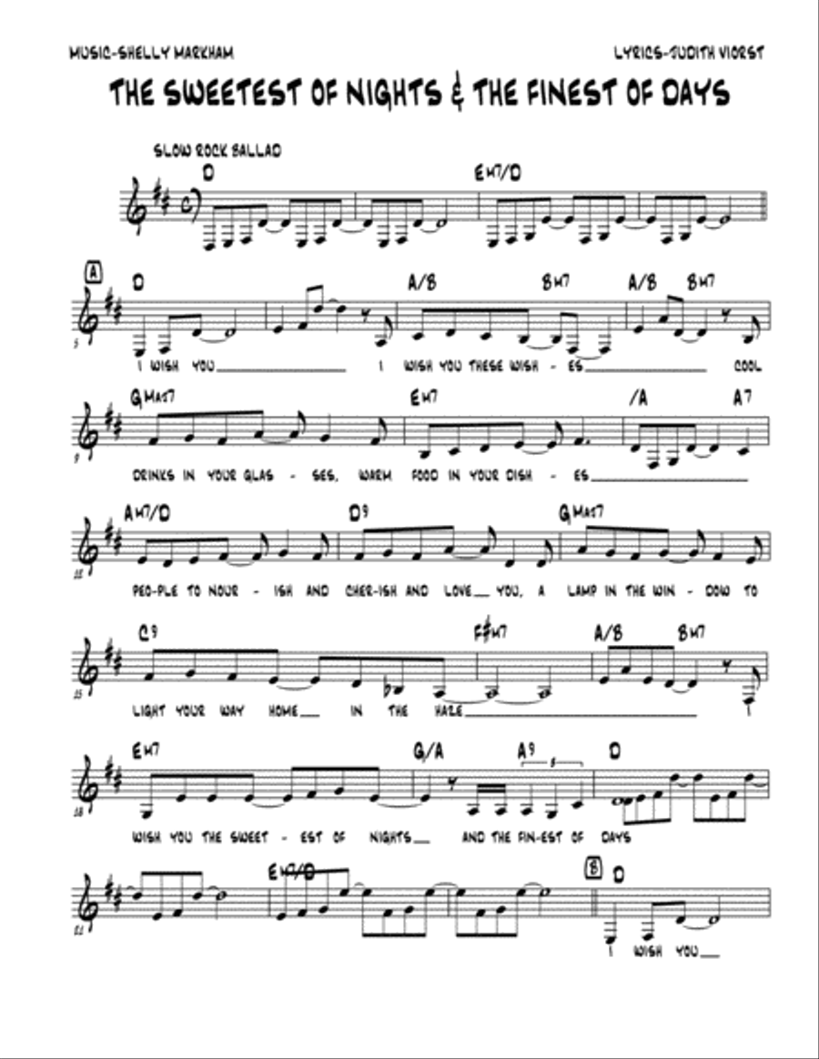 THE SWEETEST OF NIGHTS AND THE FINEST OF DAYS THE SWEETEST OF NIGHTS AND THE FINEST OF DAYS Voice scores gallery preview page 1