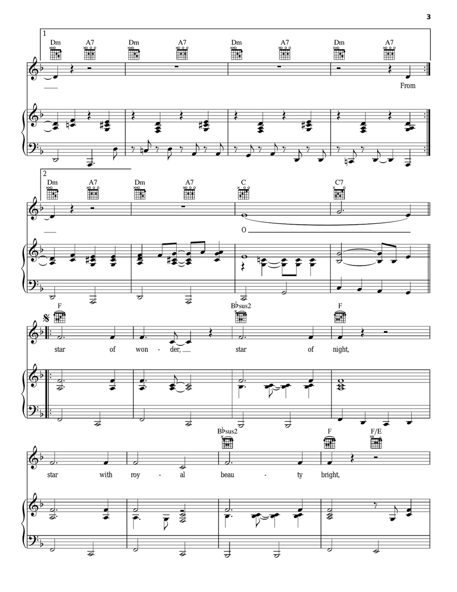 God Rest Ye Merry Gentlemen/We Three Kings Piano, Vocal, Guitar scores gallery preview page 3