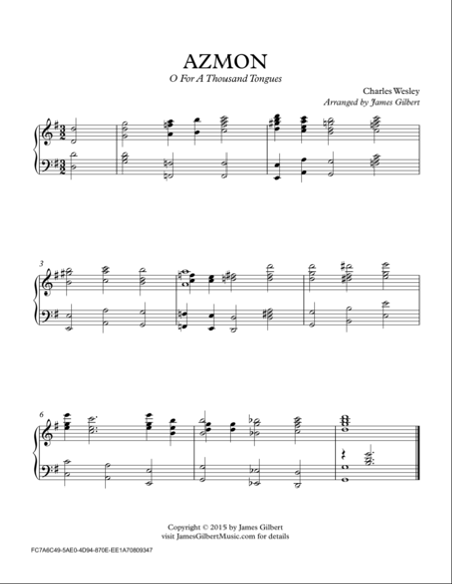 AZMON (O For A Thousand Tongues) Small Ensemble scores gallery preview page 1