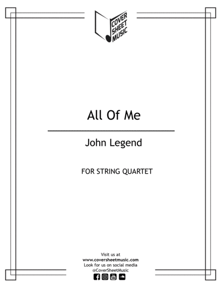 All Of Me by John Legend String Quartet - Digital Sheet Music