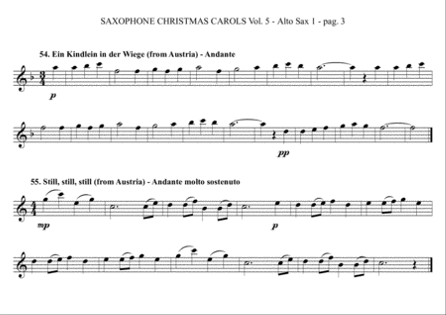 SAXOPHONE CHRISTMAS CAROLS vol. 5 - 12 world famous European Carols for Sax Quartet (SATB or AATB) Saxophone Quartet scores gallery preview page 3