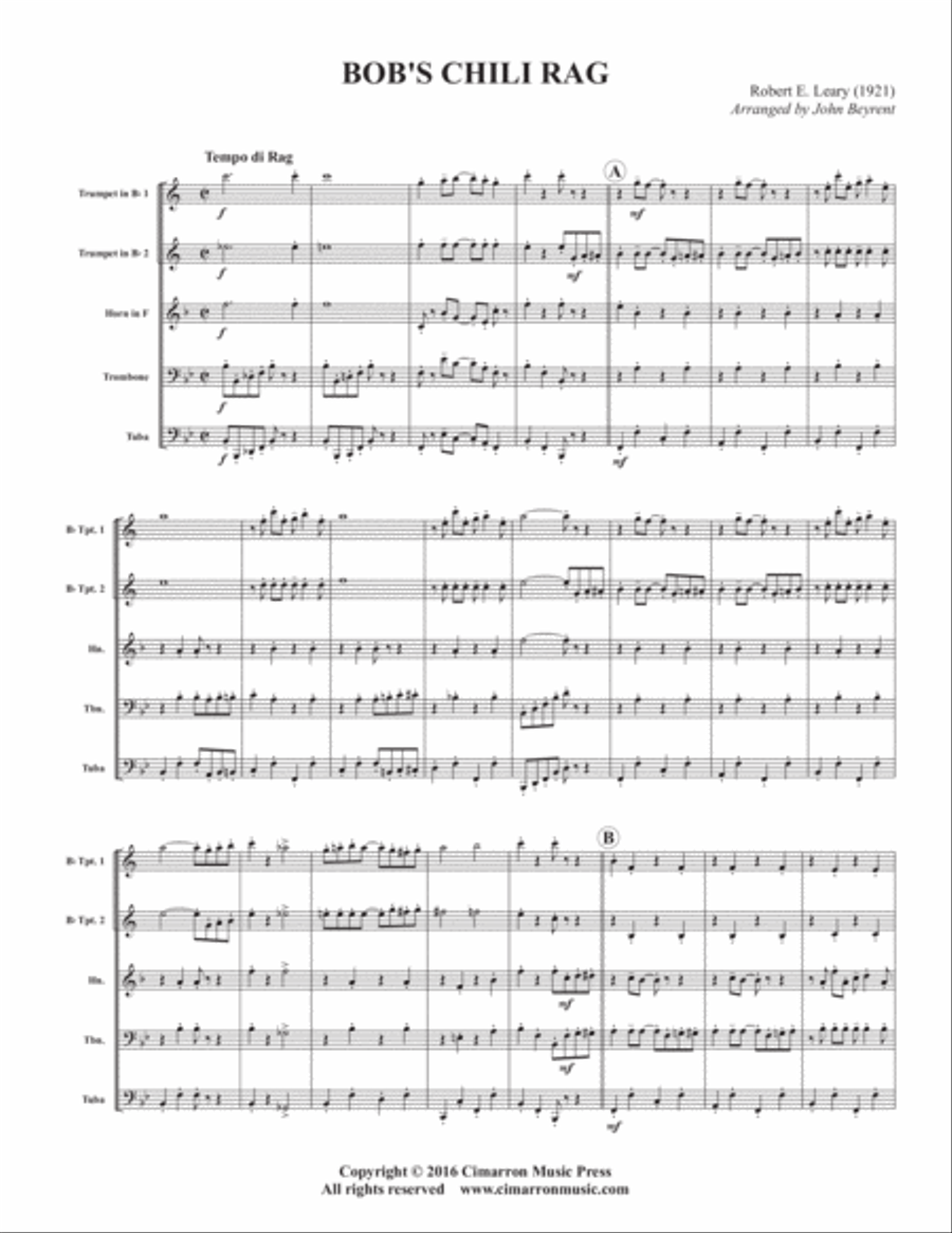 Bob's Chili Rag Brass Quintet scores gallery preview page 2