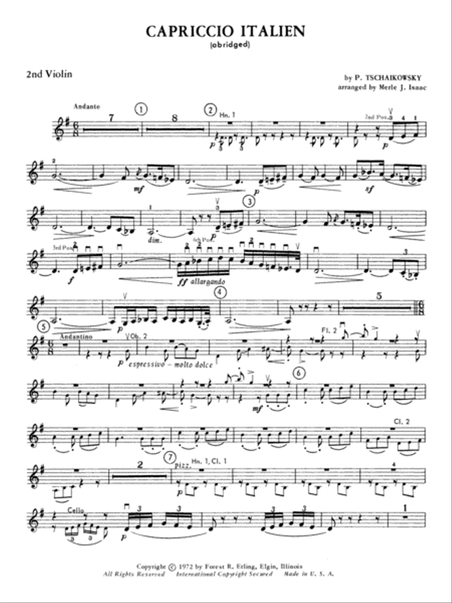 Capriccio Italienne: 2nd Violin Full Orchestra scores gallery preview page 1