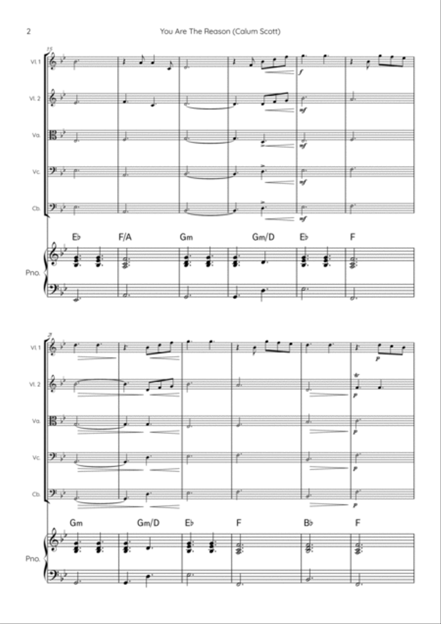 You Are The Reason String Quintet scores gallery preview page 2