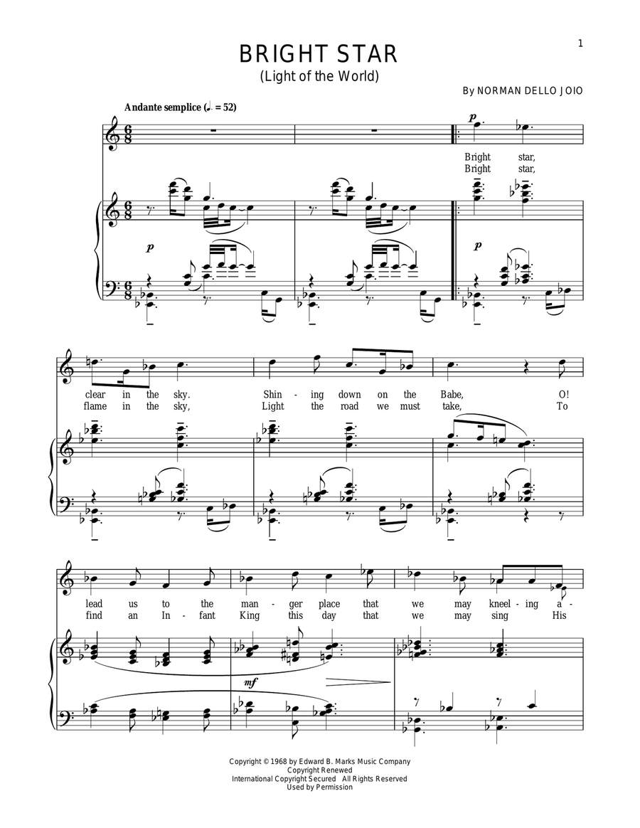 Bright Star Bright Star Piano, Vocal scores gallery preview page 1