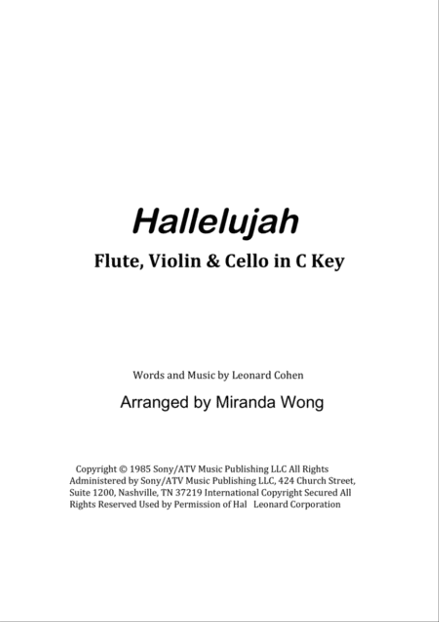 Hallelujah Hallelujah String Trio scores gallery preview page 1