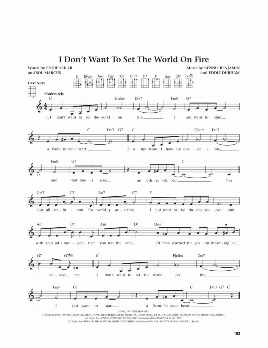 I Don't Want To Set The World On Fire (from The Daily Ukulele) (arr. Jim Beloff) Ukulele scores gallery preview page 1