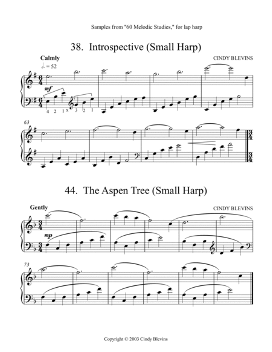 60 Melodic Studies for Lap Harp Lap Harp scores gallery preview page 5