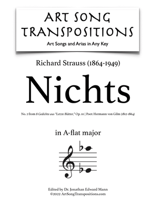 STRAUSS: Nichts, Op. 10 no. 2 (transposed to A-flat major)