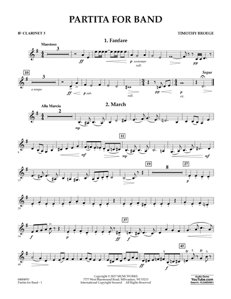Partita for Band - Bb Clarinet 3