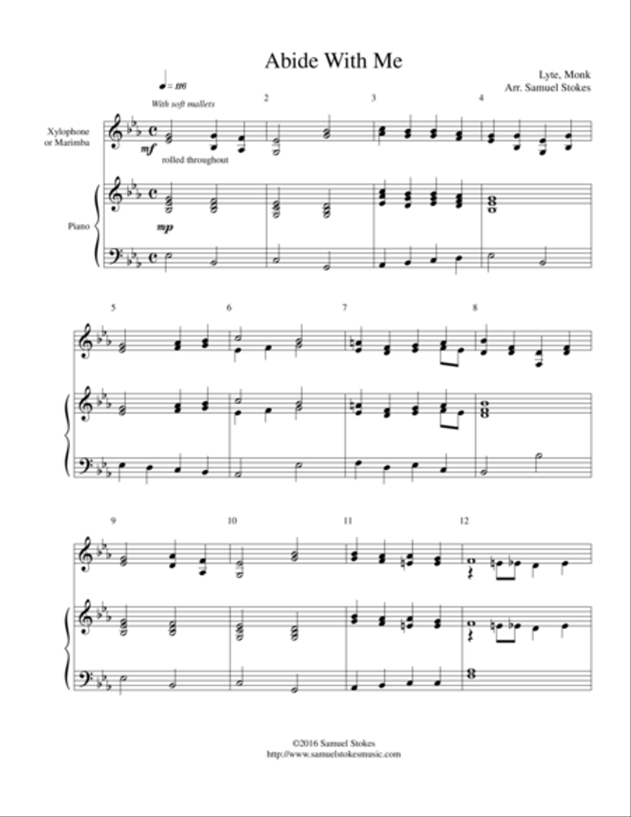 Abide With Me - xylophone/marimba with piano accompaniment Piano scores gallery preview page 1