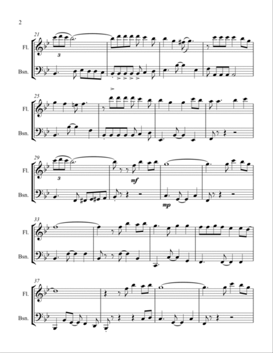 Feliz Navidad Woodwind Duet scores gallery preview page 5