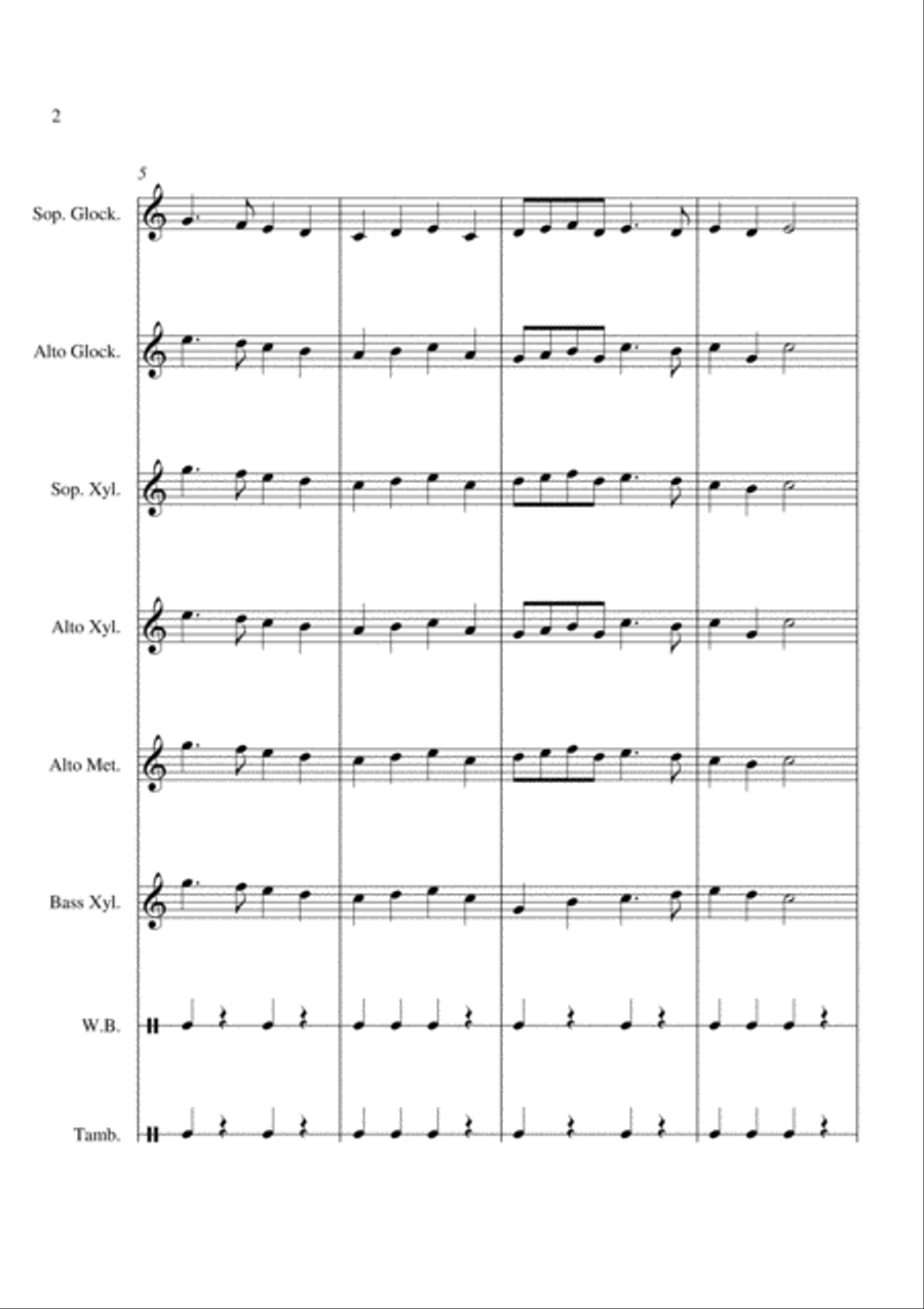 Deck The Halls - For Orff Ensemble Percussion Ensemble scores gallery preview page 2
