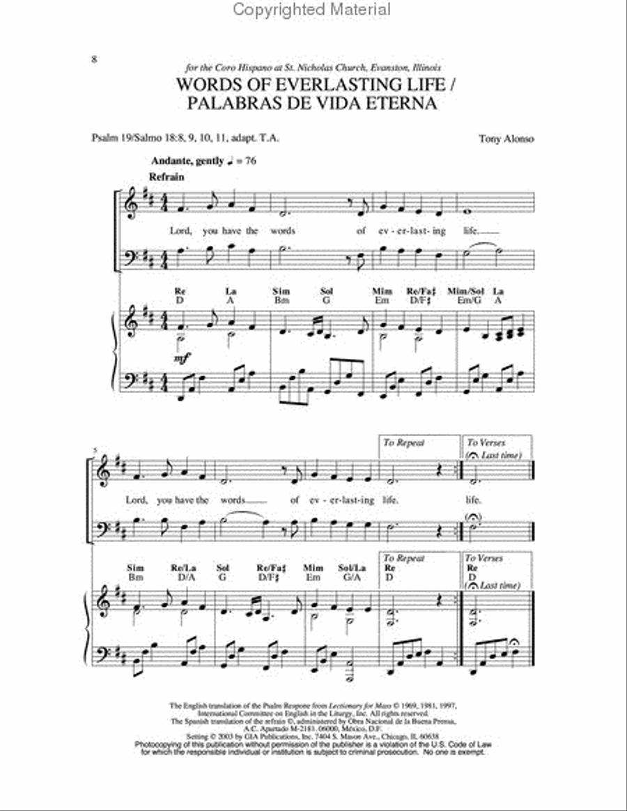 Two Bilingual Psalms / Dos salmos bilingües Unison Choir scores gallery preview page 2