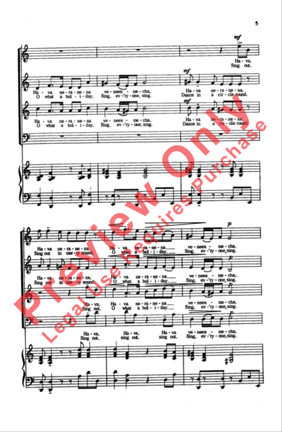 Hava Nageela 4-Part scores gallery preview page 5