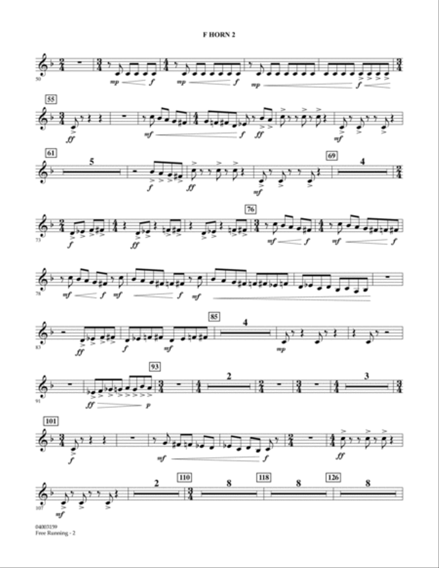 Free Running - F Horn 2 Concert Band scores gallery preview page 2