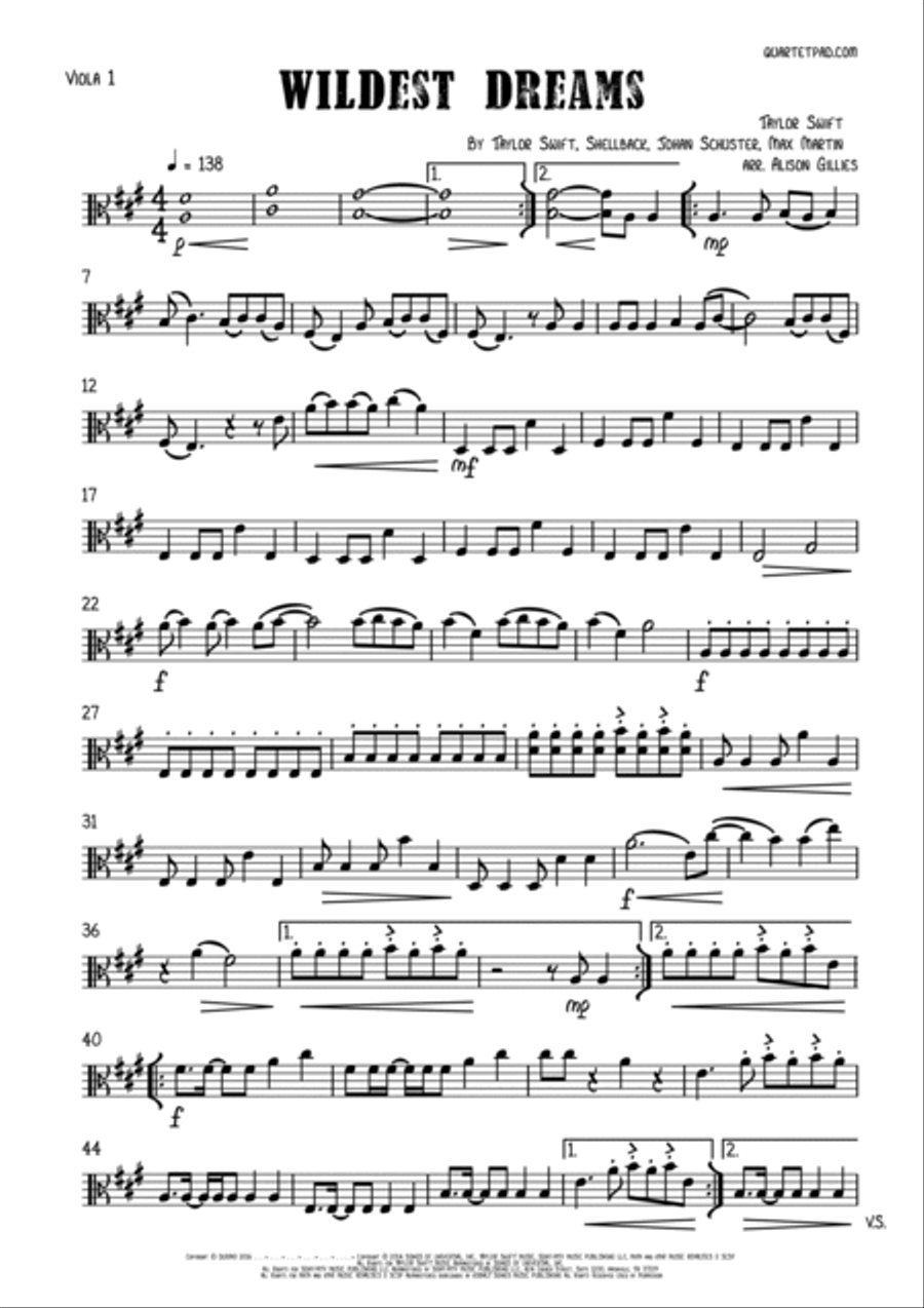 Wildest Dreams String Duet scores gallery preview page 4