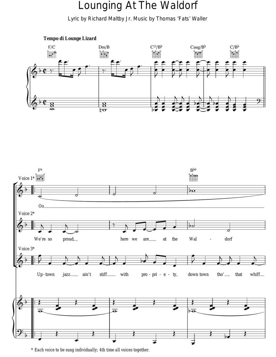 Lounging At The Waldorf Guitar scores gallery preview page 1