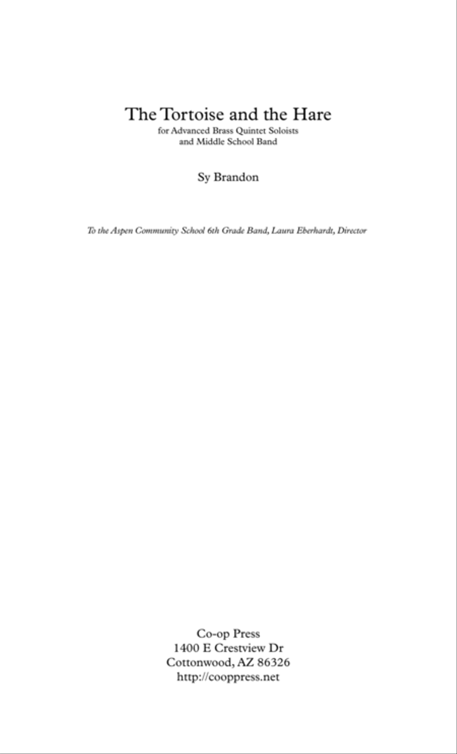 The Tortoise and the Hare for Advanced Brass Quintet Soloists and Middle School Band Concert Band scores gallery preview page 1