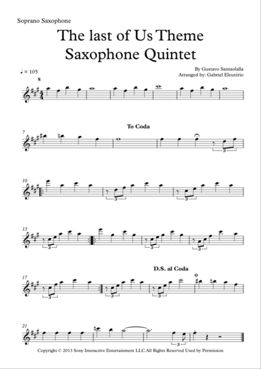 The Last Of Us Saxophone Quartet scores gallery preview page 4