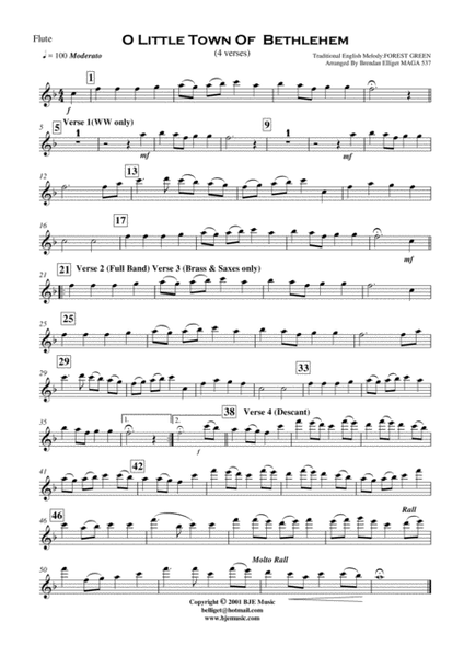 O Little Town Of Bethlehem - Concert Band with Optional Strings Score and Parts PDF image number null