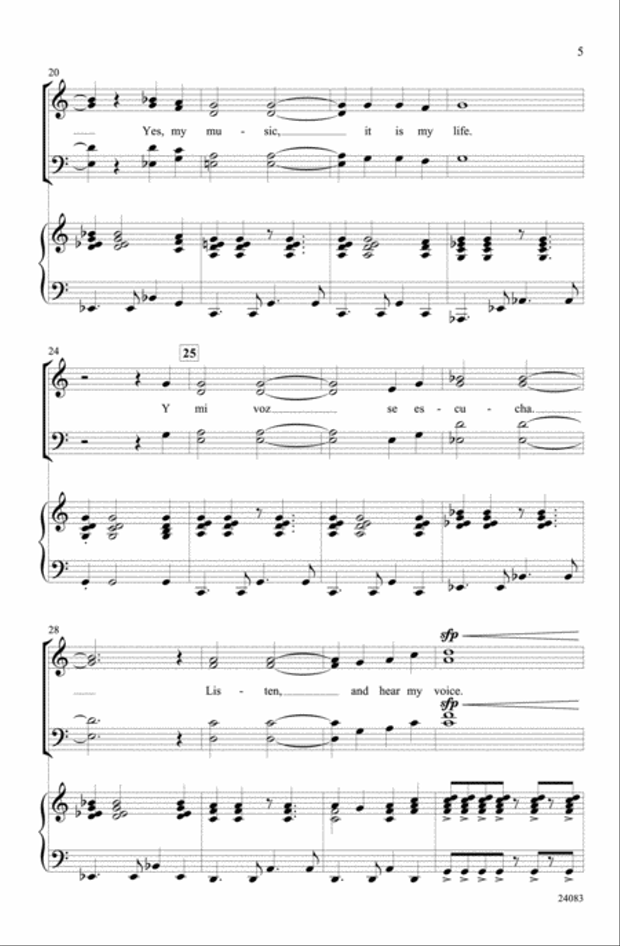 Yo Vivo Cantando (I Live to Sing) 4-Part scores gallery preview page 4