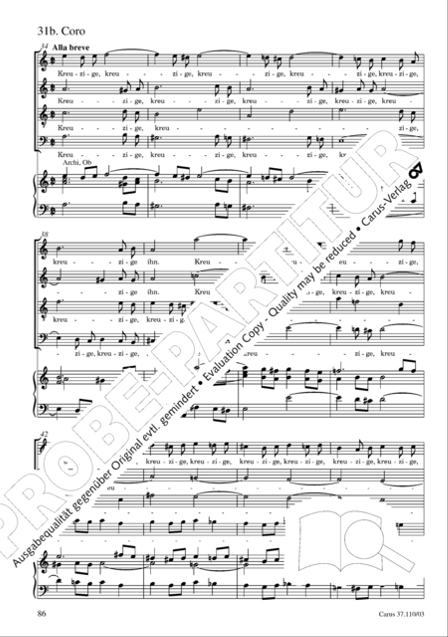 Markuspassion. Werkausgabe Reihe 1, Bd. 7 (Homilius) 4-Part scores gallery preview page 93