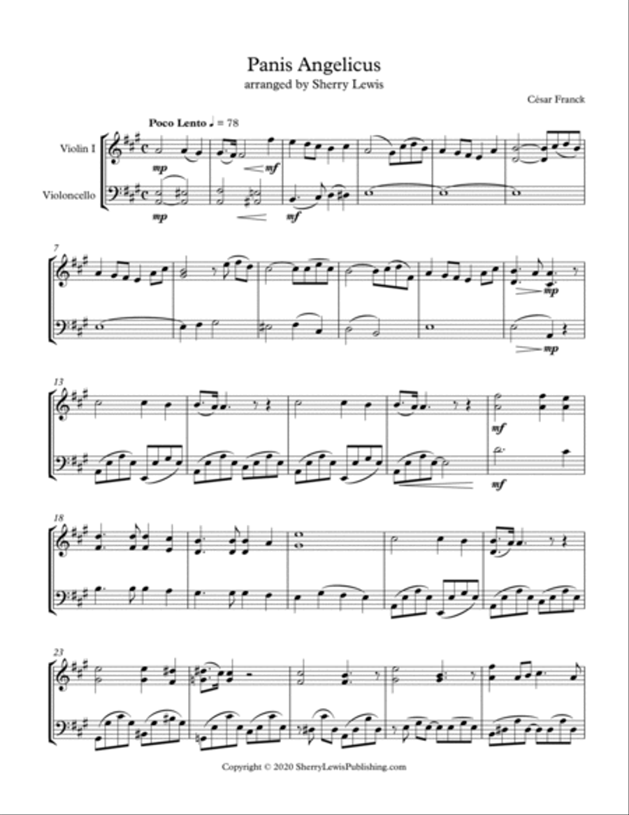 PANIS ANGELICUS String Duo, Intermediate Level for violin and cello image number null