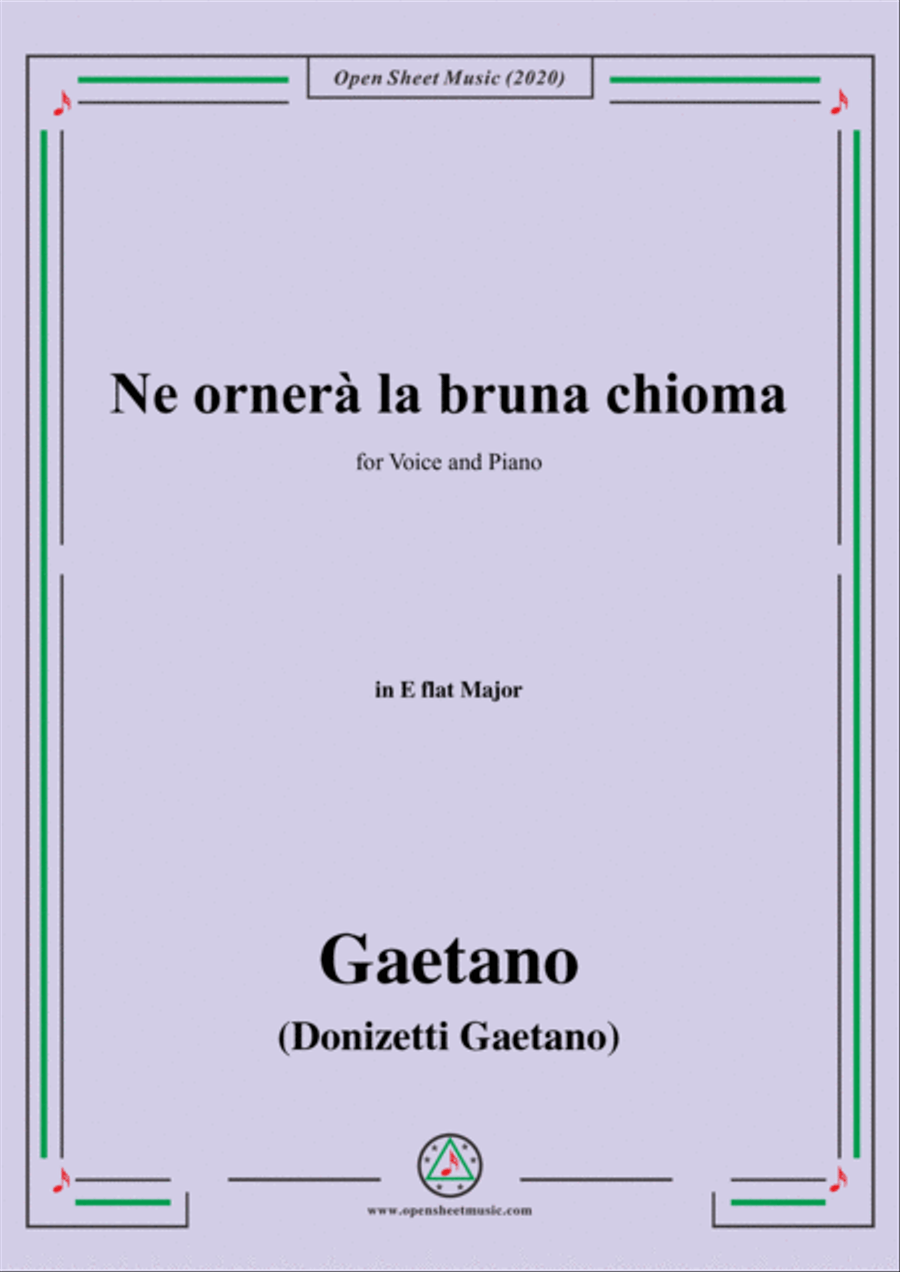 Donizetti-Ne ornera la bruna chioma,in E flat Major,for Voice and Piano Voice Solo scores gallery preview page 1