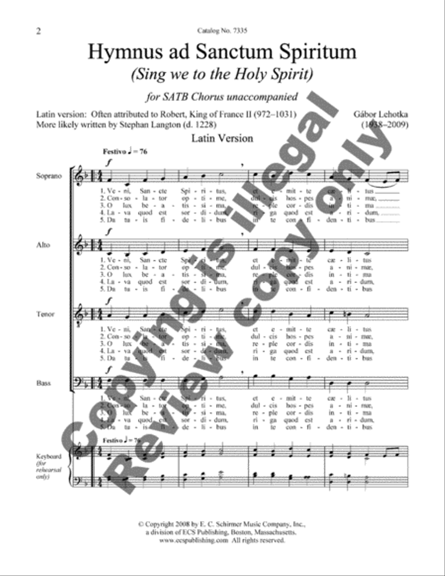 Hymnus ad Sanctum Spiritum 4-Part scores gallery preview page 3