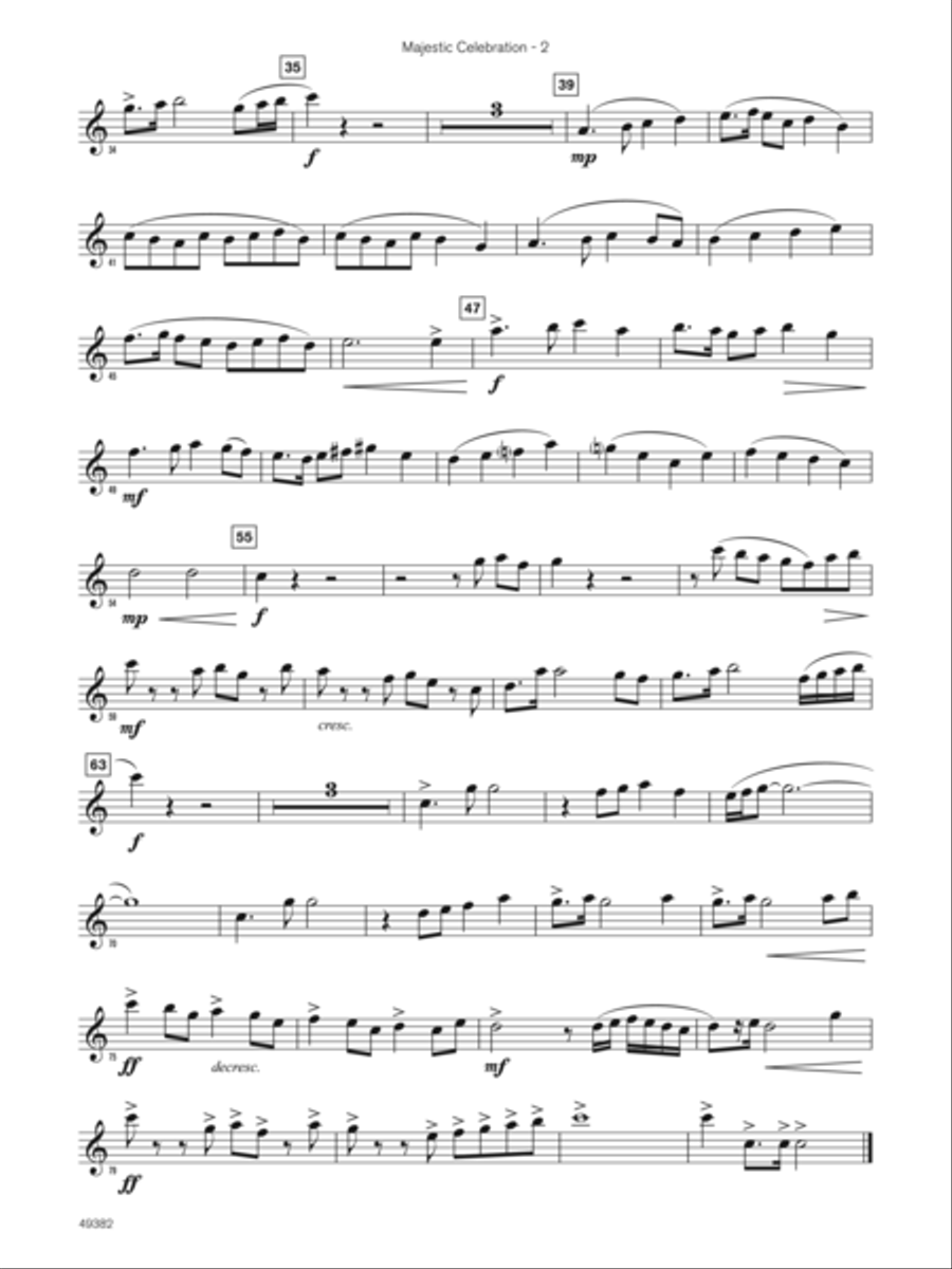 Majestic Celebration (Sound Innovations Soloist, Baritone Sax) Small Ensemble scores gallery preview page 2