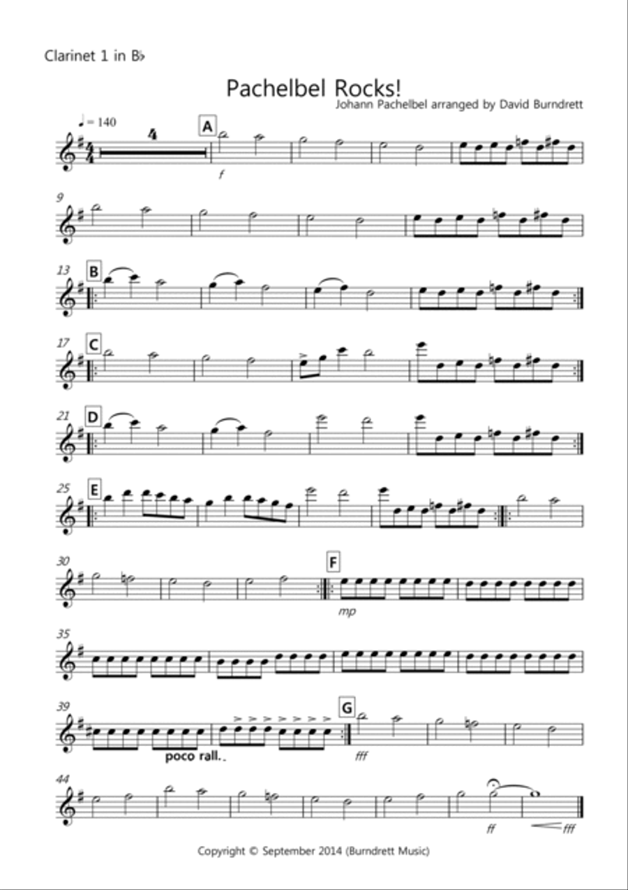 Pachelbel Rocks! for Clarinet Quartet Clarinet Quartet scores gallery preview page 5