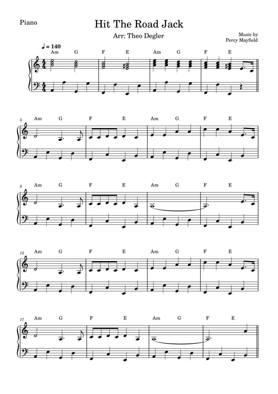 Hit The Road Jack Piano, Vocal, Guitar scores gallery preview page 1