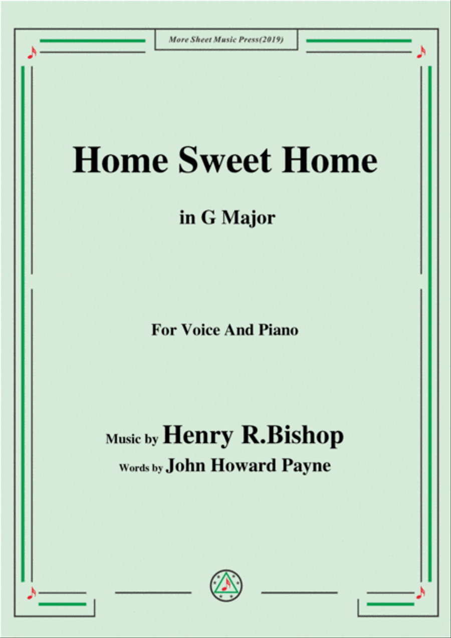 Henry R. Bishop-Home Sweet Home,in G Major,for Voice&Piano Voice scores gallery preview page 1