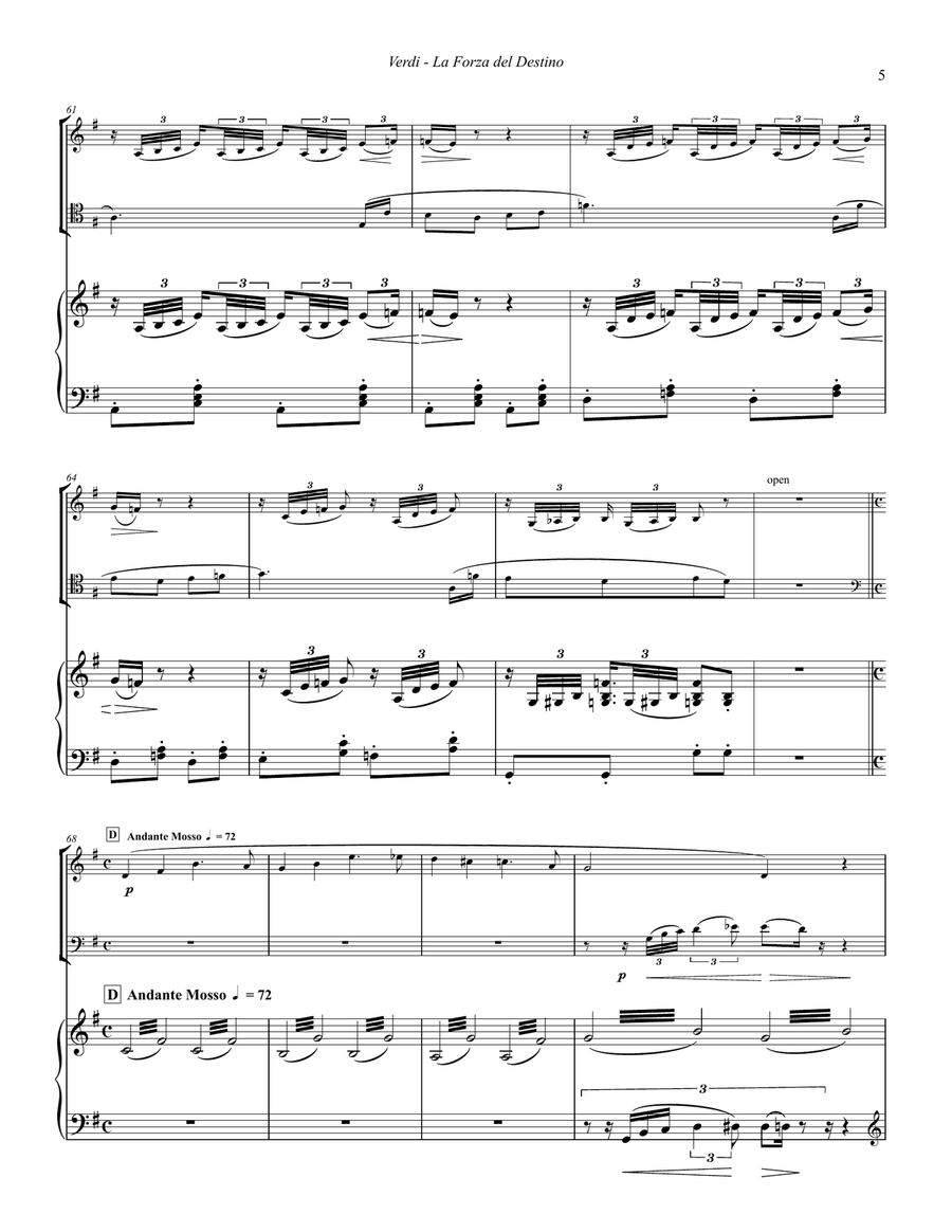La Forza del Destino (Force of Destiny) Overture for Trumpet, Trombone and Piano Brass Duet scores gallery preview page 5