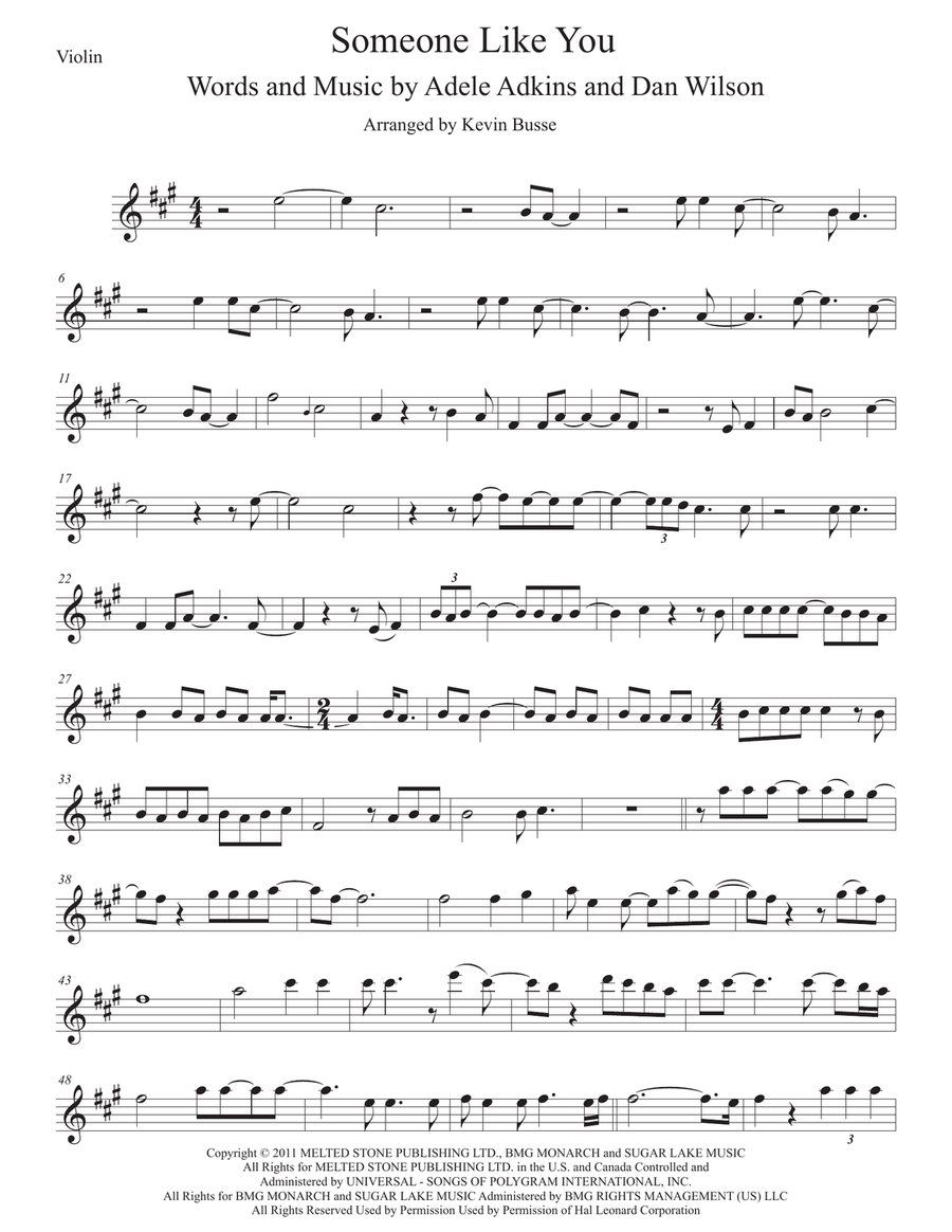 Someone Like You Someone Like You Violin Solo scores gallery preview page 1