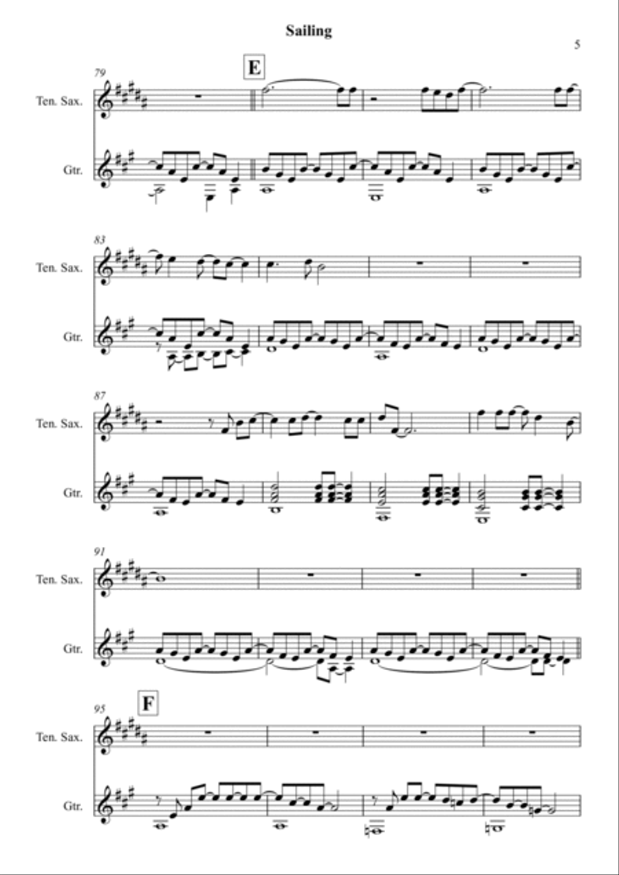 Sailing Tenor Saxophone scores gallery preview page 5
